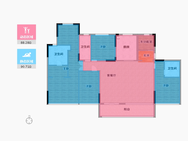 江苏省-苏州市-天鹅港华庭-162.40-户型库-动静分区