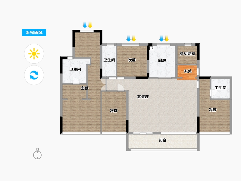 江苏省-苏州市-天鹅港华庭-162.40-户型库-采光通风