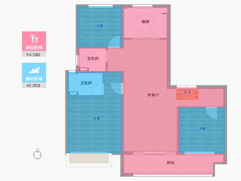 浙江省-绍兴市-碧桂园荣盛华府-92.00-户型库-动静分区