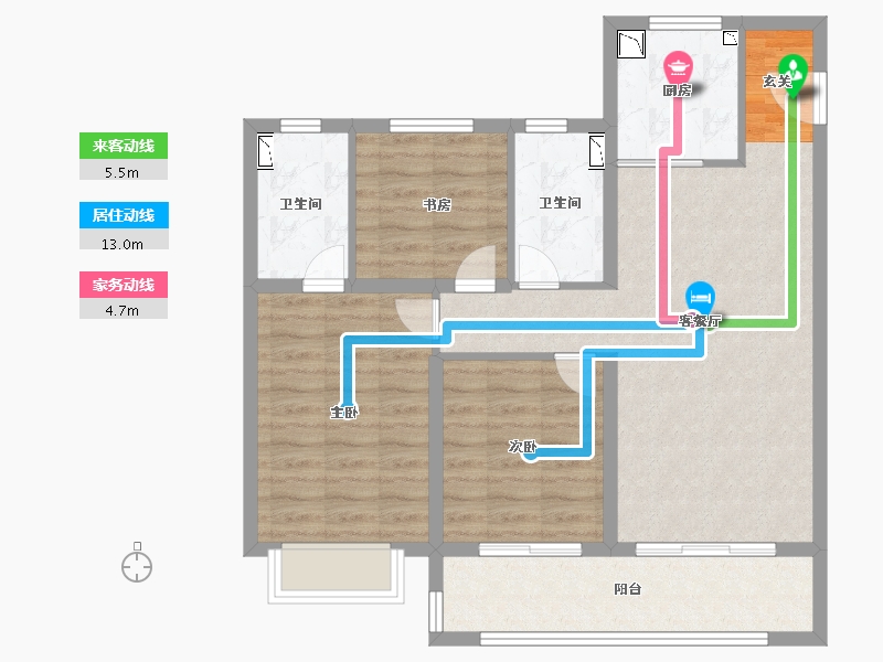 浙江省-绍兴市-世茂云图-83.64-户型库-动静线