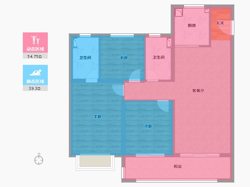 浙江省-绍兴市-世茂云图-83.64-户型库-动静分区