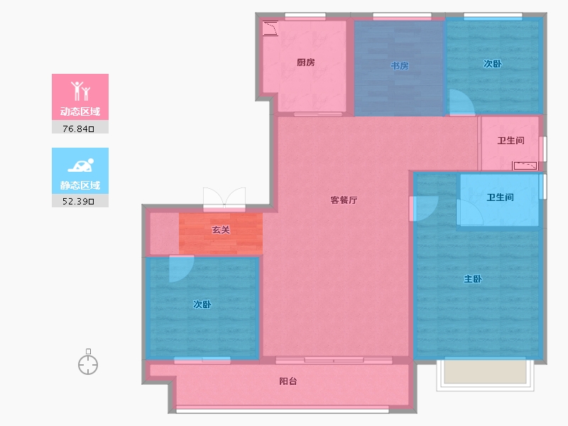 浙江省-绍兴市-碧桂园荣盛华府-109.68-户型库-动静分区