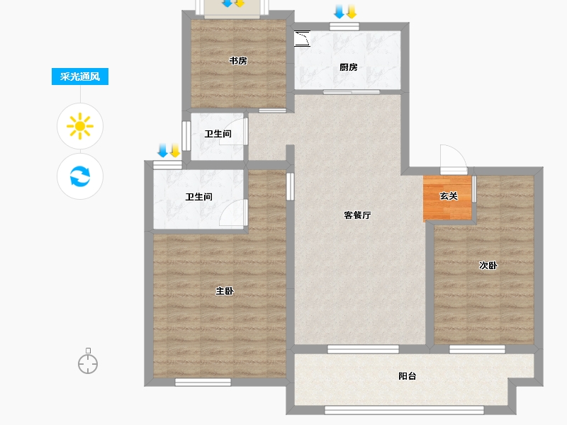 江苏省-苏州市-印江南花园-92.00-户型库-采光通风