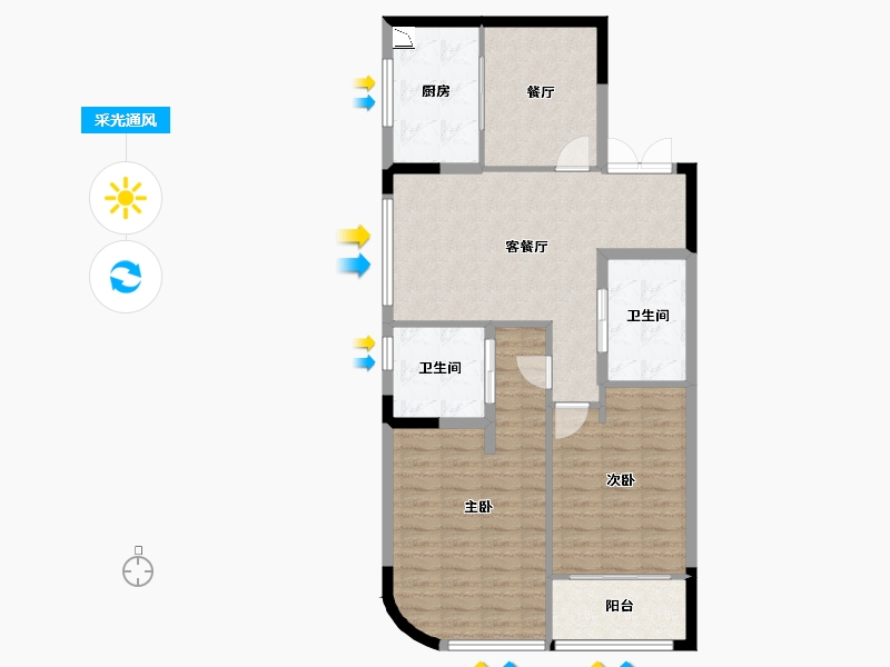 江苏省-无锡市-耘林生命公寓洋溪华庭-91.20-户型库-采光通风