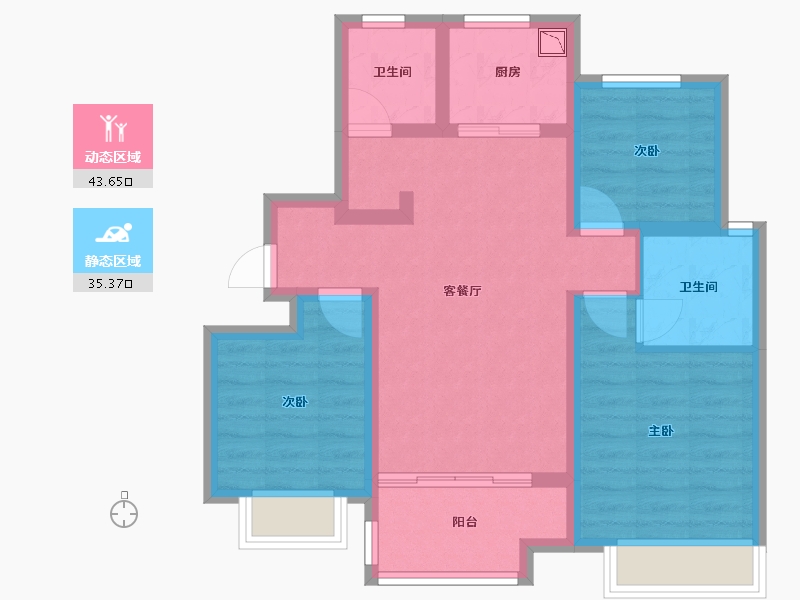 山东省-济南市-海信翰墨府-69.06-户型库-动静分区