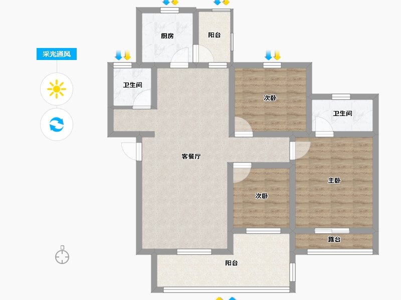 四川省-南充市-龙城国际-89.64-户型库-采光通风