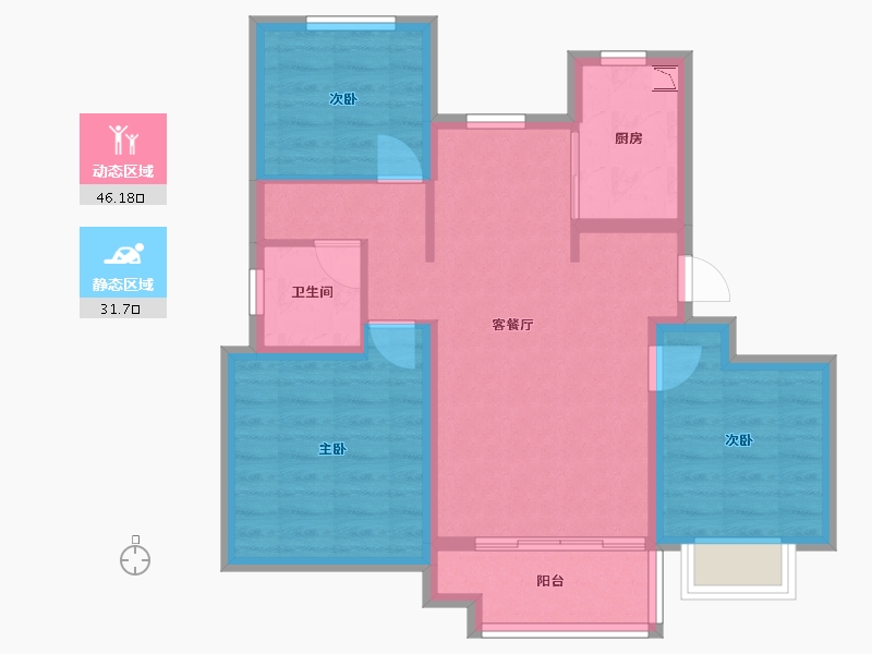 山东省-济南市-海信翰墨府-68.83-户型库-动静分区