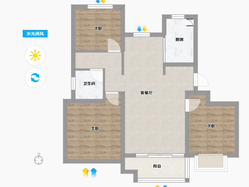 山东省-济南市-海信翰墨府-68.83-户型库-采光通风