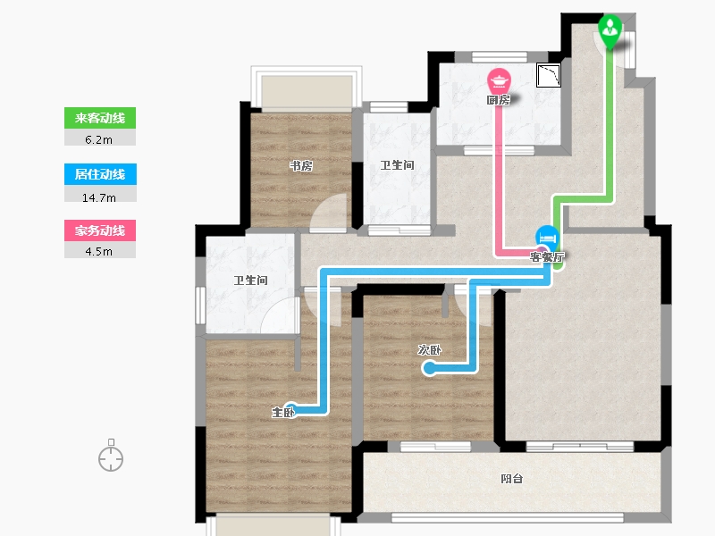 江苏省-无锡市-耘林生命公寓洋溪华庭-96.00-户型库-动静线