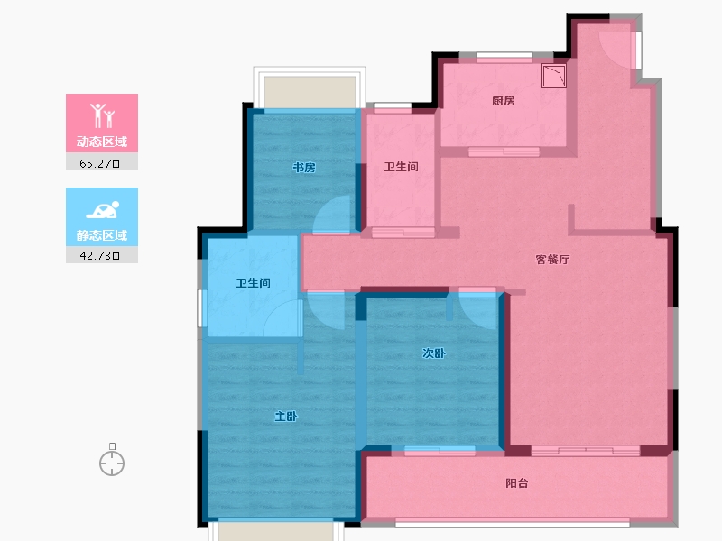 江苏省-无锡市-耘林生命公寓洋溪华庭-96.00-户型库-动静分区