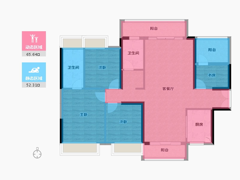 湖南省-衡阳市-金钟・大悦城-105.67-户型库-动静分区