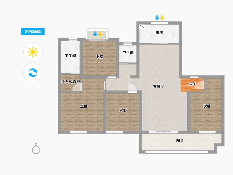 江苏省-苏州市-印江南花园-112.02-户型库-采光通风