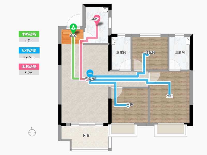 浙江省-绍兴市-金辉悠步观澜-76.00-户型库-动静线