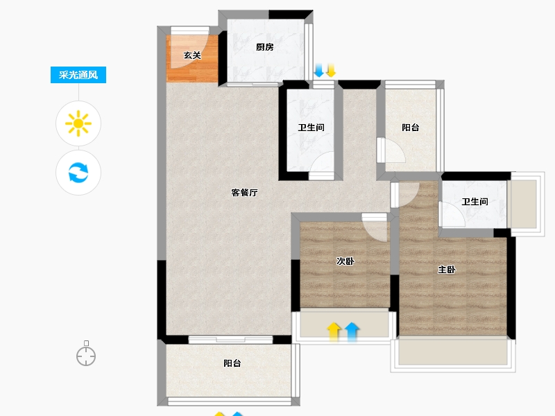 广东省-河源市-河源铭成华府-72.09-户型库-采光通风