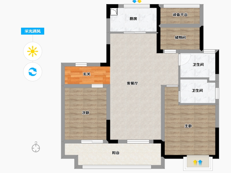 江苏省-苏州市-佳兆业湖心溪岸-88.00-户型库-采光通风