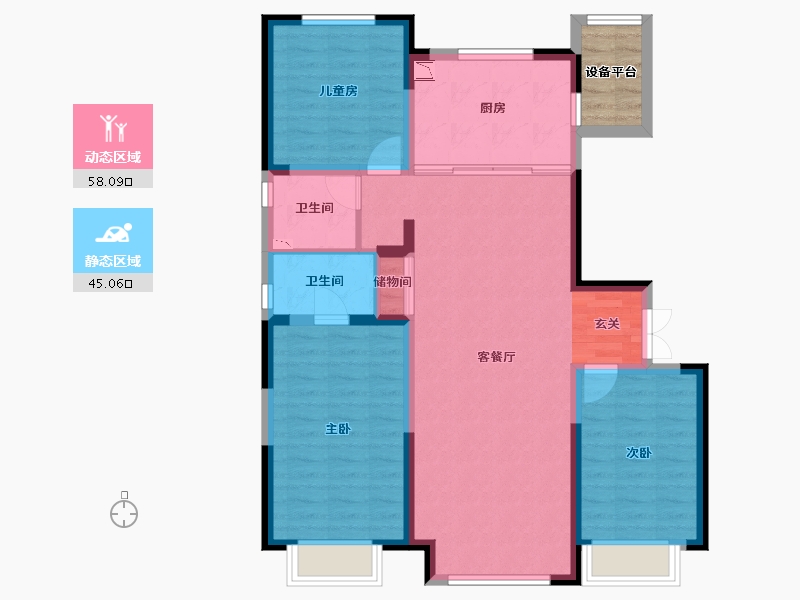 内蒙古自治区-包头市-万科翡翠都会-95.88-户型库-动静分区