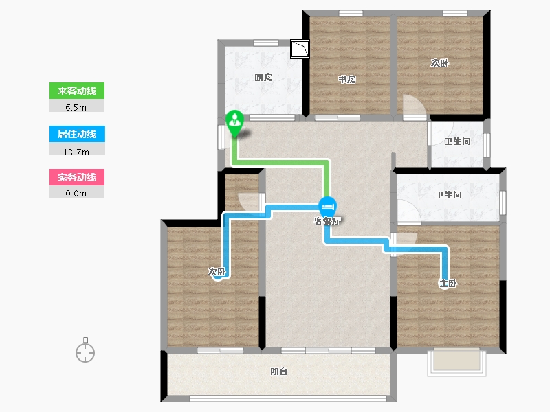 陕西省-西安市-悦尚锦云-135.00-户型库-动静线