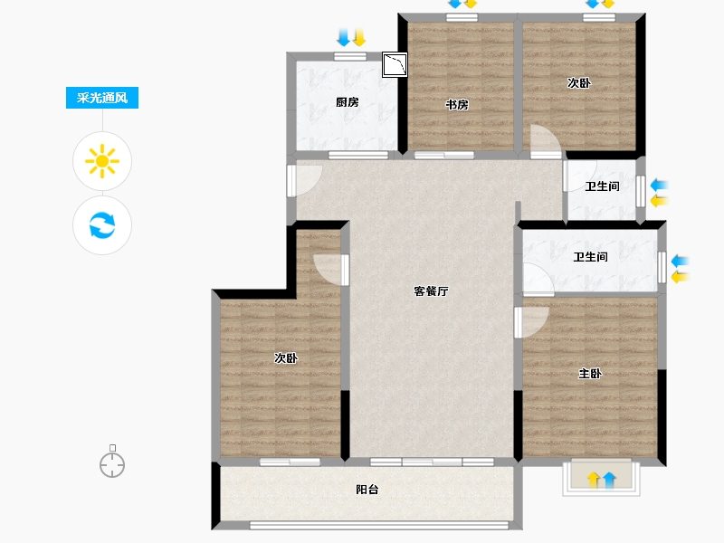 陕西省-西安市-悦尚锦云-135.00-户型库-采光通风