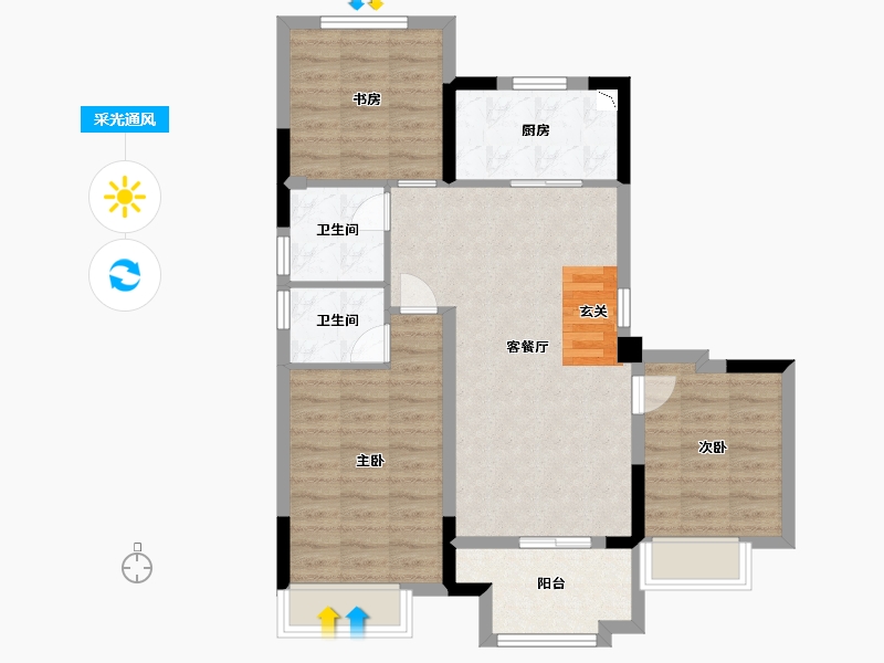 江苏省-苏州市-禹洲嘉誉风华-78.40-户型库-采光通风