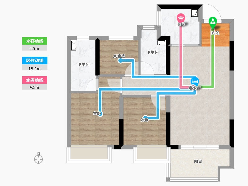 浙江省-绍兴市-金辉悠步观澜-70.63-户型库-动静线