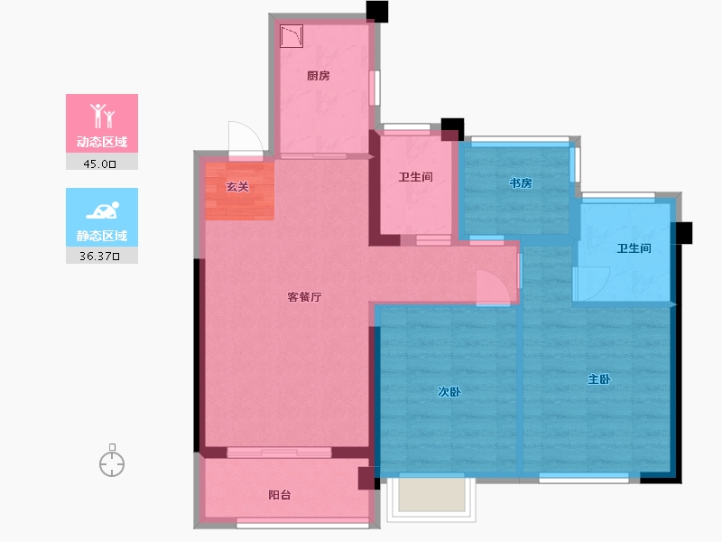 江苏省-苏州市-九龙仓蔚蓝花园-71.98-户型库-动静分区