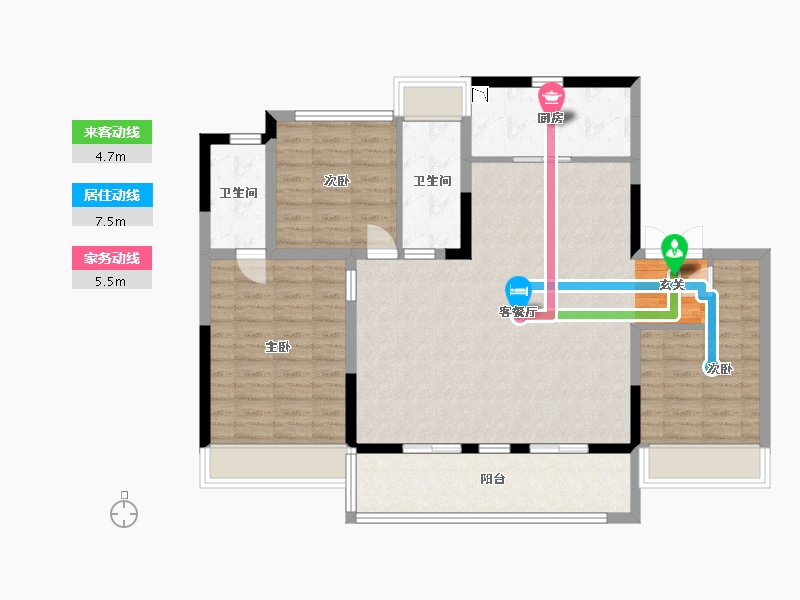 江苏省-苏州市-旭辉公元系弘庭-104.00-户型库-动静线