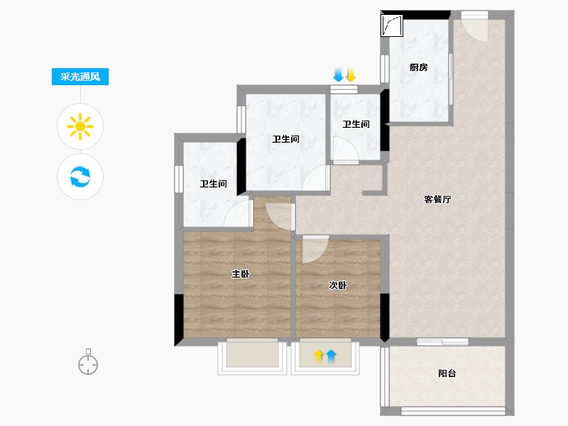 广东省-东莞市-和光尘樾-73.05-户型库-采光通风