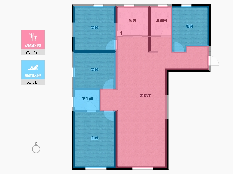 甘肃省-兰州市-益通筑梦时代广场-104.46-户型库-动静分区