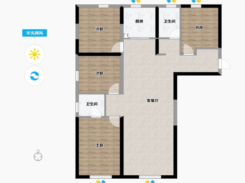 甘肃省-兰州市-益通筑梦时代广场-104.46-户型库-采光通风