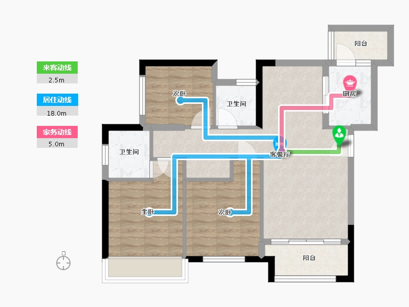 重庆-重庆市-中骏雍景湾D户型-72.56-户型库-动静线