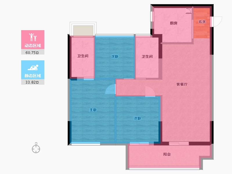 江苏省-苏州市-旭辉公元系萃庭-84.80-户型库-动静分区