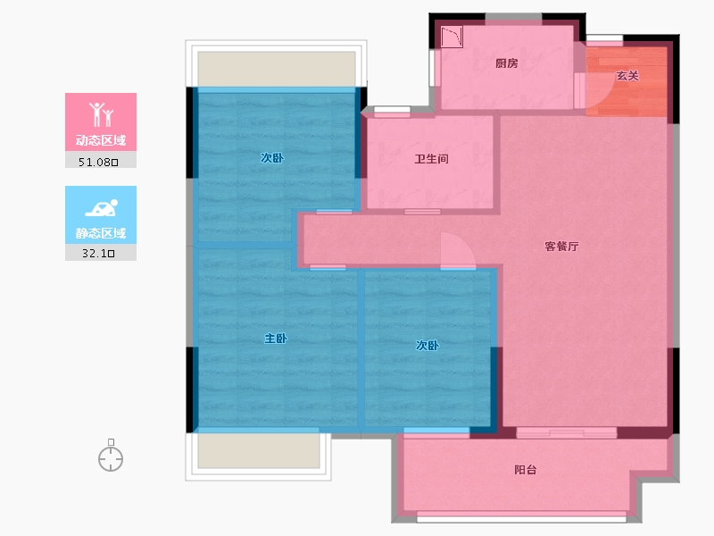 江苏省-苏州市-旭辉公元系萃庭-74.40-户型库-动静分区