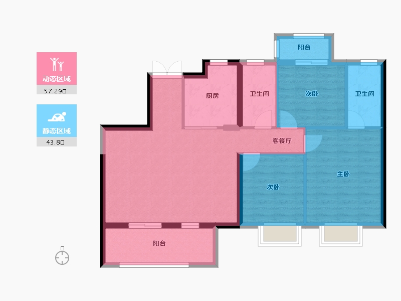 云南省-曲靖市-蓝光雅苑-91.08-户型库-动静分区