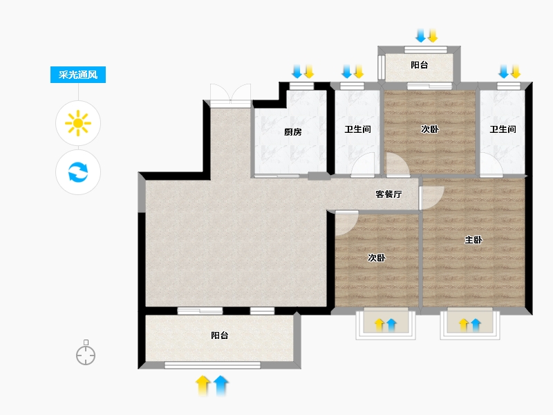 云南省-曲靖市-蓝光雅苑-91.08-户型库-采光通风