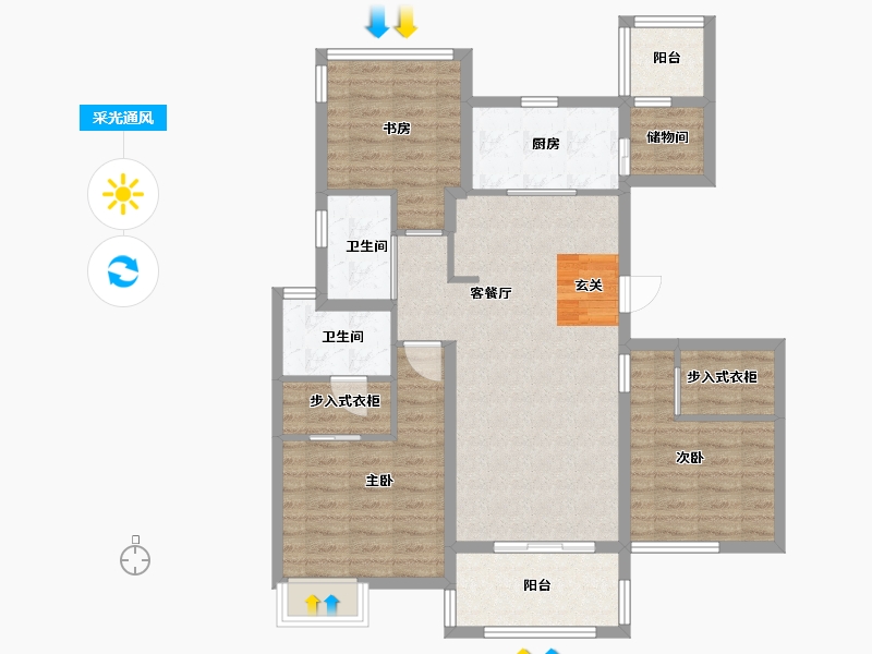 江苏省-苏州市-悦未来朗庭-96.00-户型库-采光通风