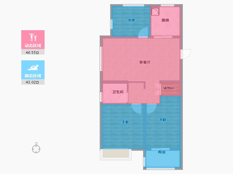 江苏省-无锡市-万科观湖礼著湾上-80.00-户型库-动静分区