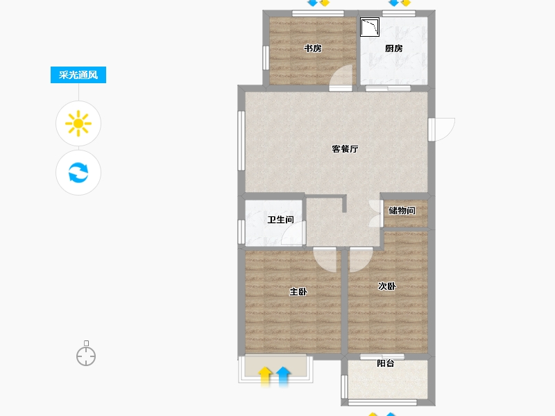 江苏省-无锡市-万科观湖礼著湾上-80.00-户型库-采光通风