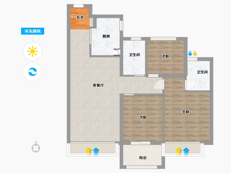 江苏省-苏州市-中骏天荟-80.00-户型库-采光通风