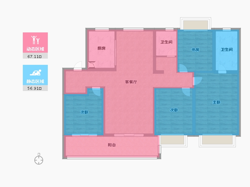 江苏省-无锡市-万科观湖礼著湾上-110.39-户型库-动静分区