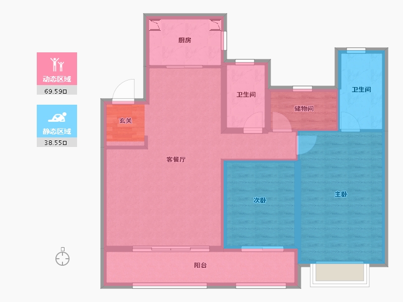 浙江省-绍兴市-天际府-96.79-户型库-动静分区