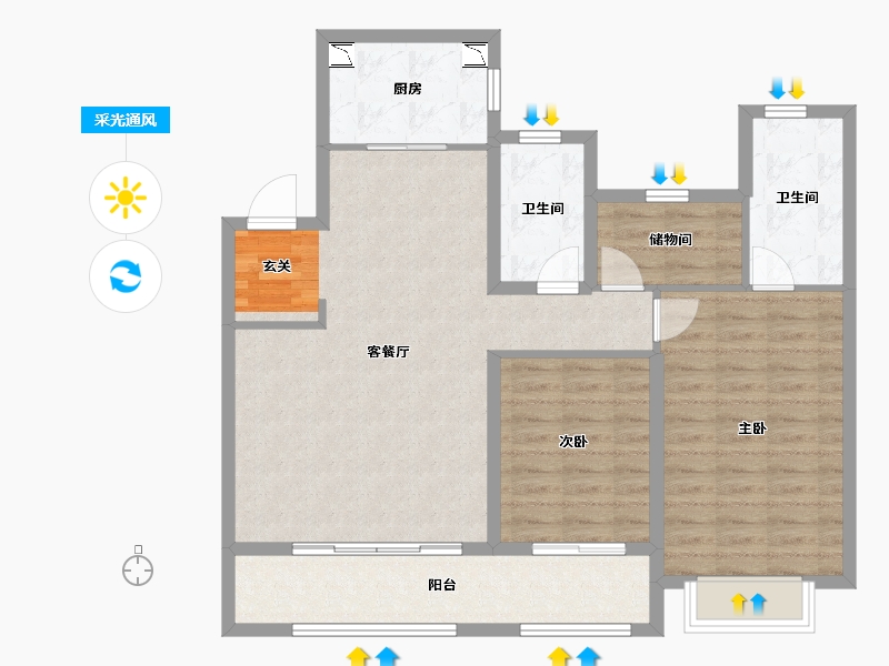 浙江省-绍兴市-天际府-96.79-户型库-采光通风