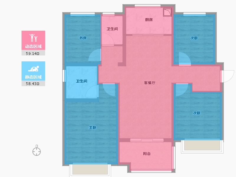 江苏省-无锡市-万科观湖礼著湾上-104.81-户型库-动静分区