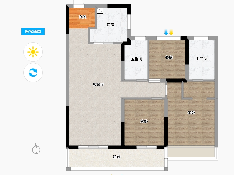 江苏省-苏州市-天鹅港华庭-92.01-户型库-采光通风