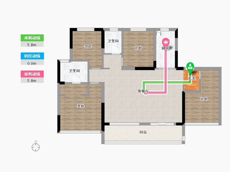 江苏省-苏州市-天鹅港华庭-113.60-户型库-动静线