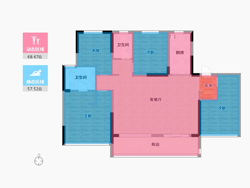 江苏省-苏州市-天鹅港华庭-113.60-户型库-动静分区