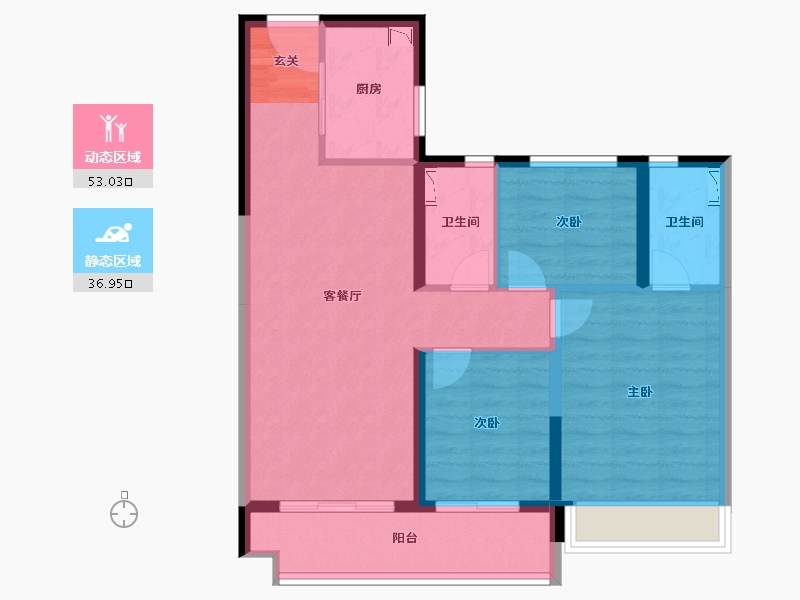 陕西省-渭南市-碧桂园翡翠时代-80.05-户型库-动静分区