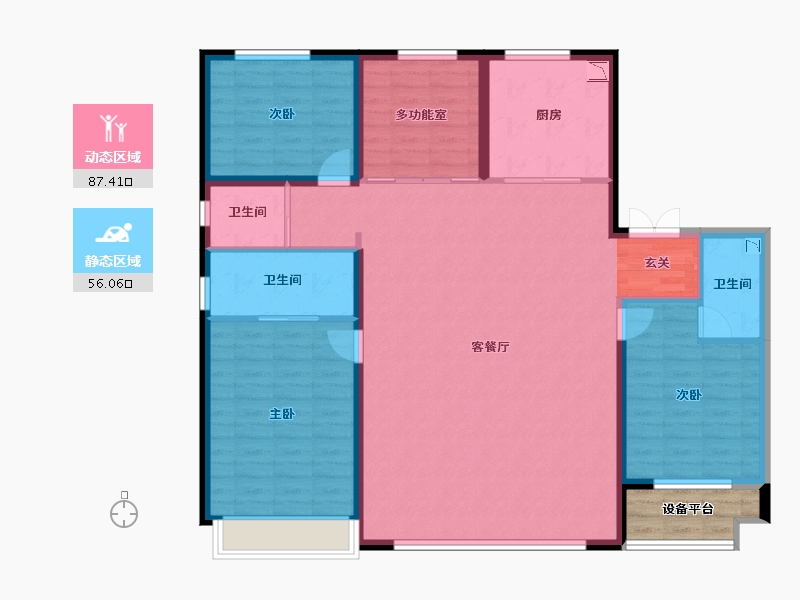 陕西省-渭南市-碧桂园翡翠时代-135.12-户型库-动静分区