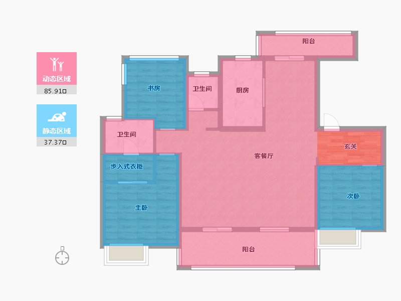 江苏省-苏州市-悦未来朗庭-110.40-户型库-动静分区