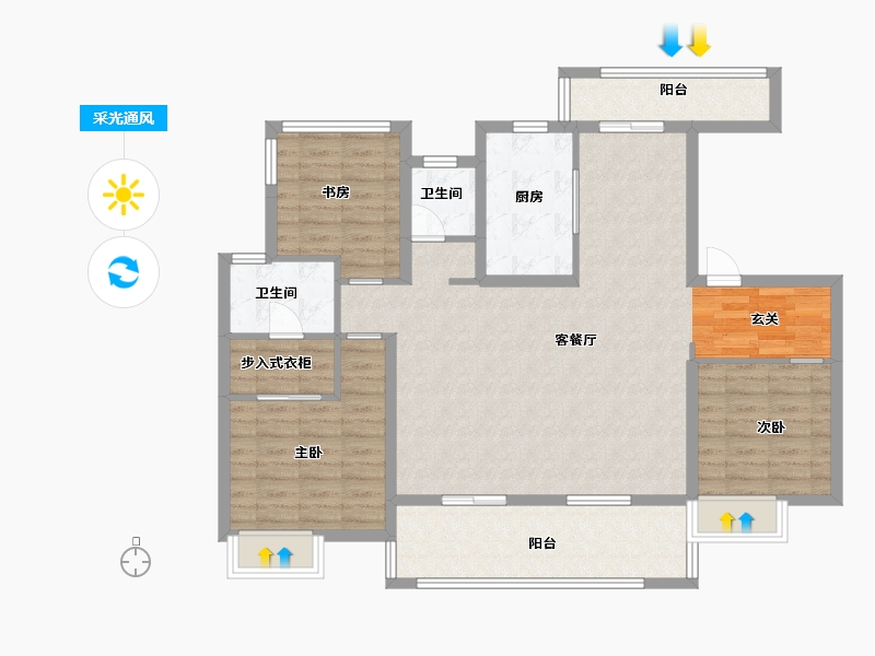 江苏省-苏州市-悦未来朗庭-110.40-户型库-采光通风