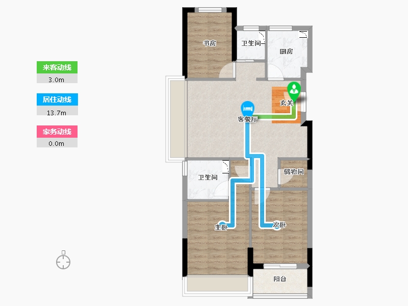 浙江省-绍兴市-宝业大坂绿园-74.47-户型库-动静线